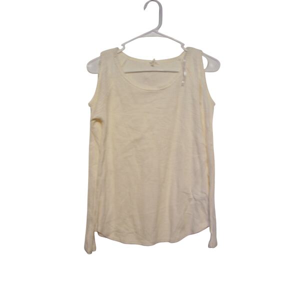 Self Esteem Womens Waffle Knit Cold Shoulder Top Size Small - Picture 2 of 2